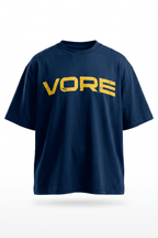 Camiseta oversize VORE 26 azul marino de frente