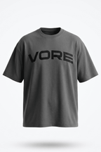Camiseta oversize VORE gris con gráfico de águila de frente