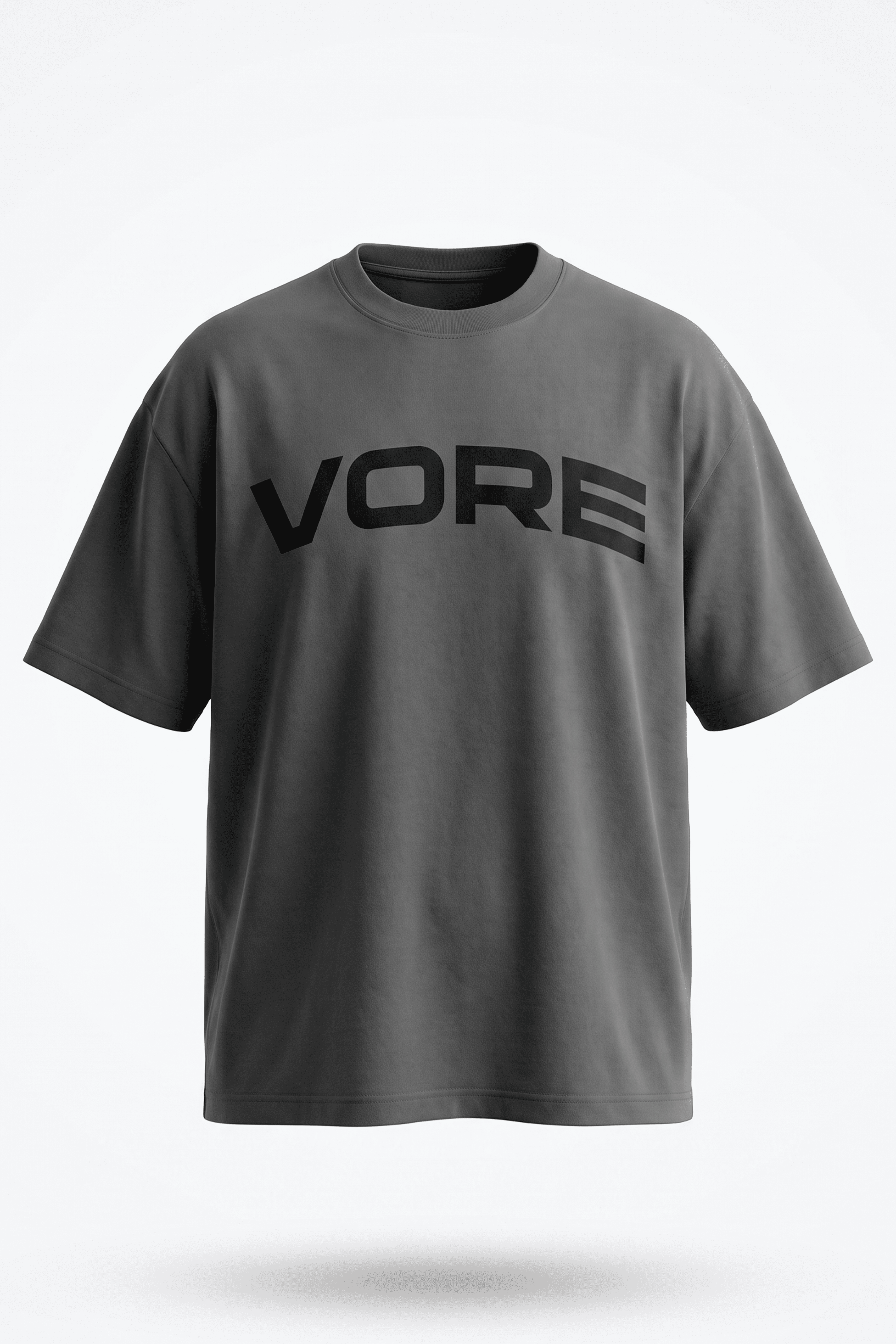 Camiseta oversize VORE gris con gráfico de águila de frente