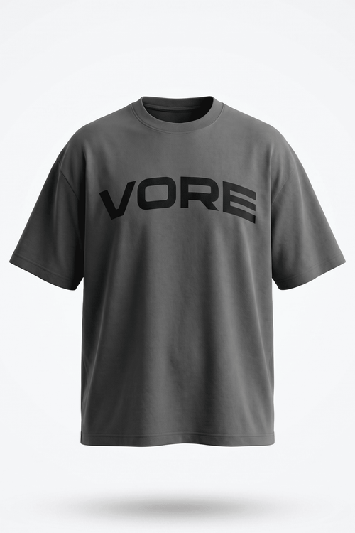 Camiseta oversize VORE gris con gráfico de águila de frente