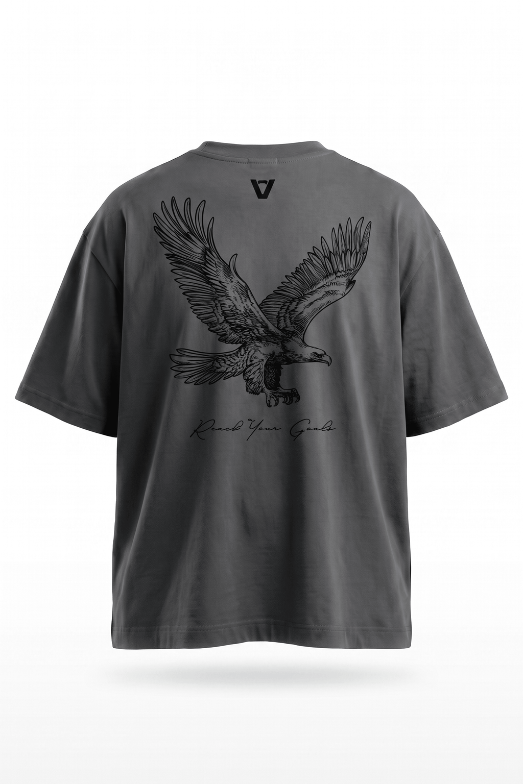 Camiseta oversize VORE gris águila de espalda