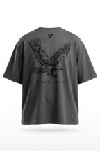 Camiseta oversize VORE gris águila de espalda