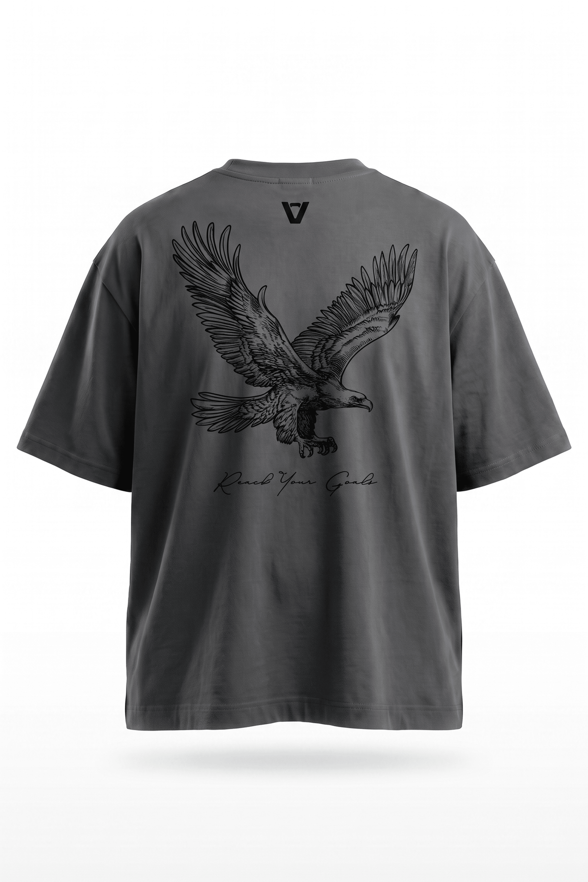 Camiseta oversize VORE gris águila de espalda