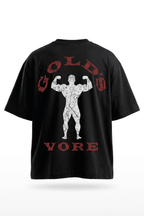Camiseta oversize VORE Gods negra de frente