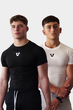 Pack de 2 camisetas compresivas de manga corta VORE, blanca y negra