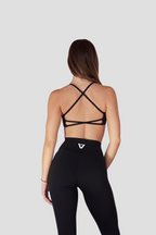 Conjunto VORE Essence negro: top deportivo y leggins de tiro alto